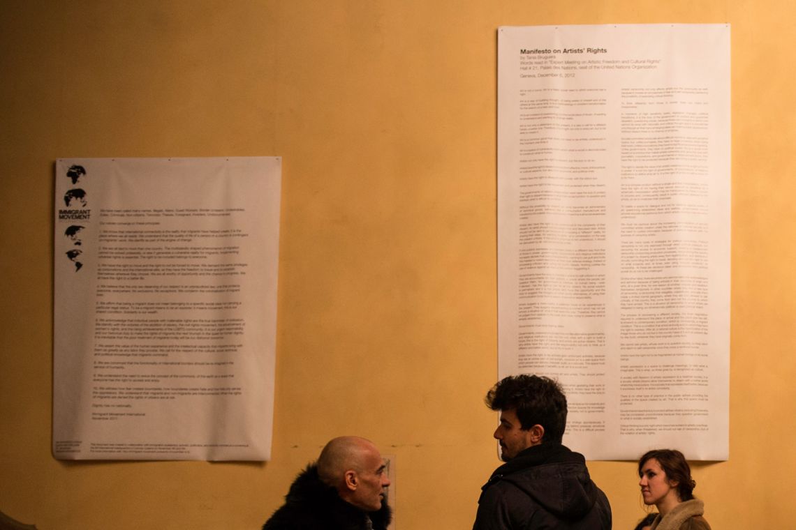 Tania Bruguera, Manifestos. Detail of the exhibition view at the Venice International Performance Art Week (2014). Photograph by Samanta Cinquini.
