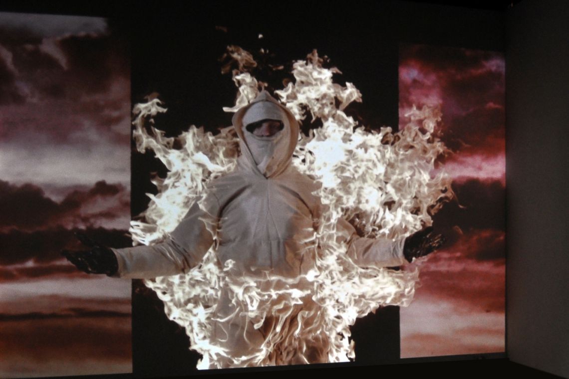 Cassils. Exhibition view of the video installation Inextinguishable Fire (2007-2015) at the III Venice International Performance Art Week 2016. Image © We Exhibit