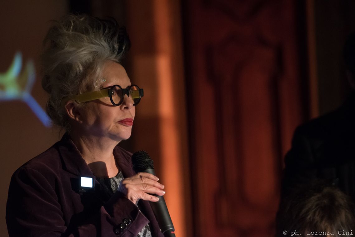 ORLAN presenting her work at the III Venice International Performance Art Week 2016. Image © Lorenza Cini