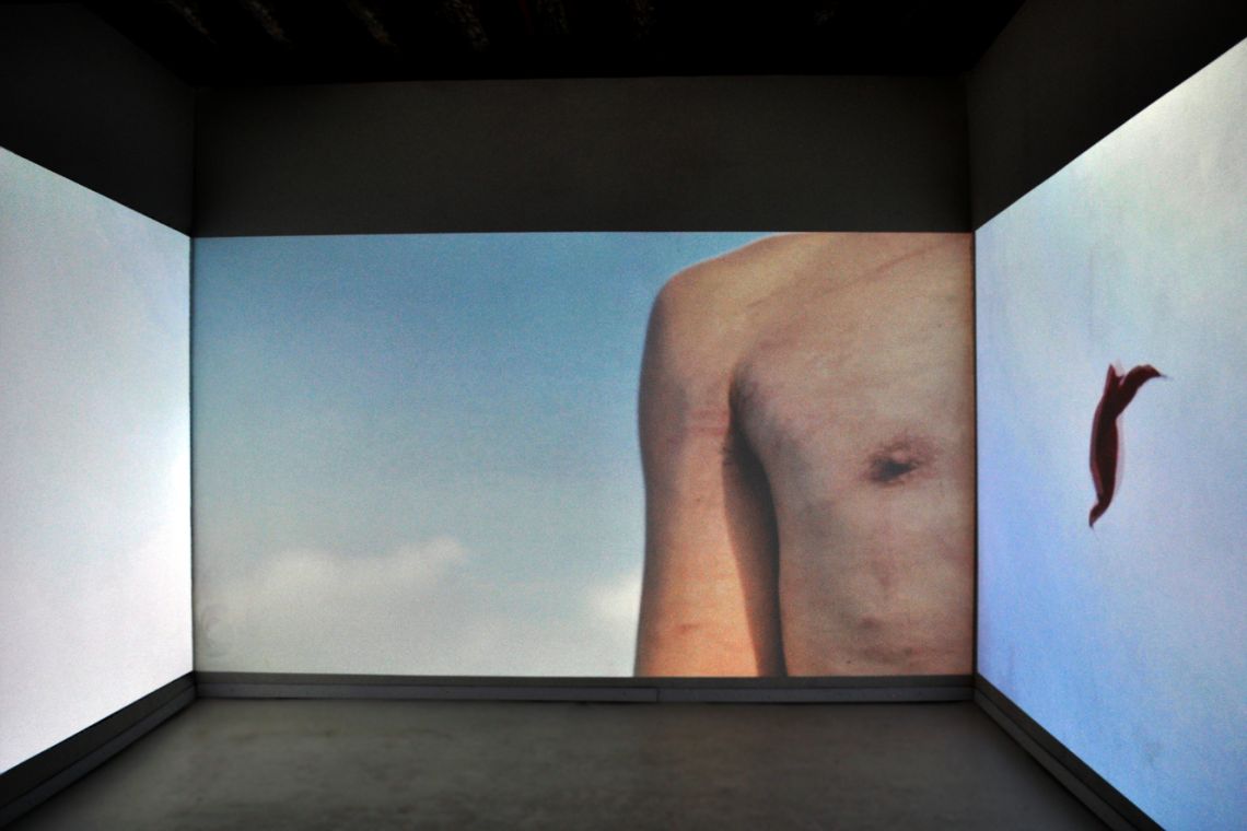Tran Luong. Exhibition view of the three-channel video installation Lap Loe (2012) at the III Venice International Performance Art Week 2016. Image © We Exhibit